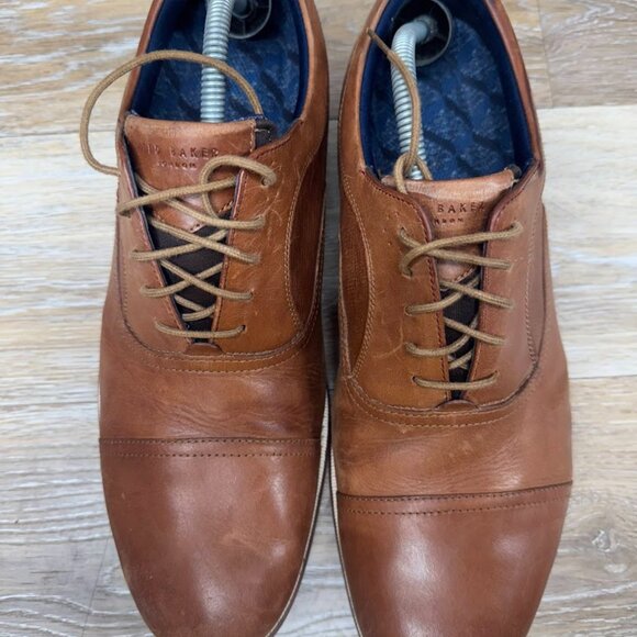 Ted Baker London Quidion Brown Leather Oxfords Men\'s Size EU 46.5